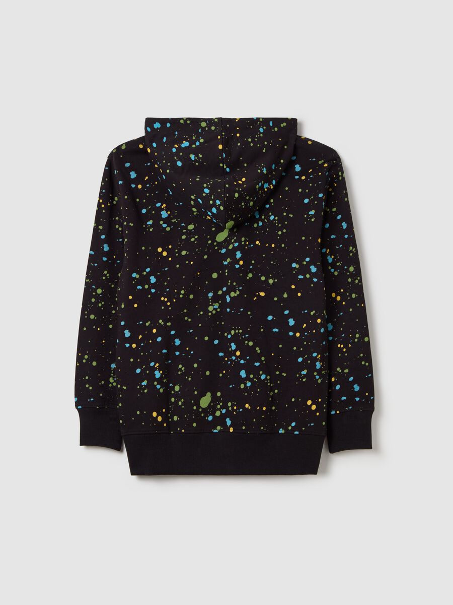 French terry full-zip sweatshirt with paint splashes print_4