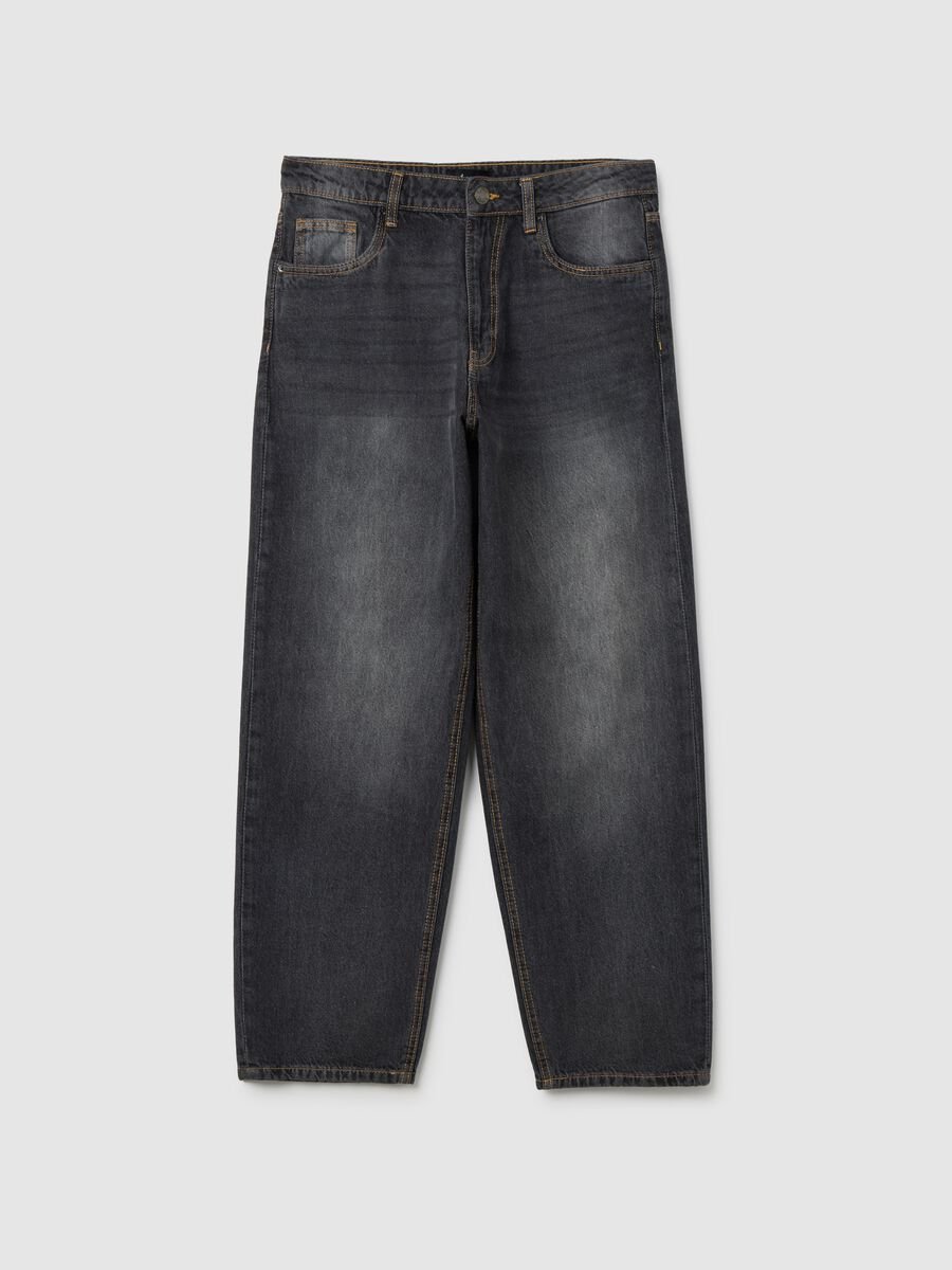 Grey cotton baggy jeans_5