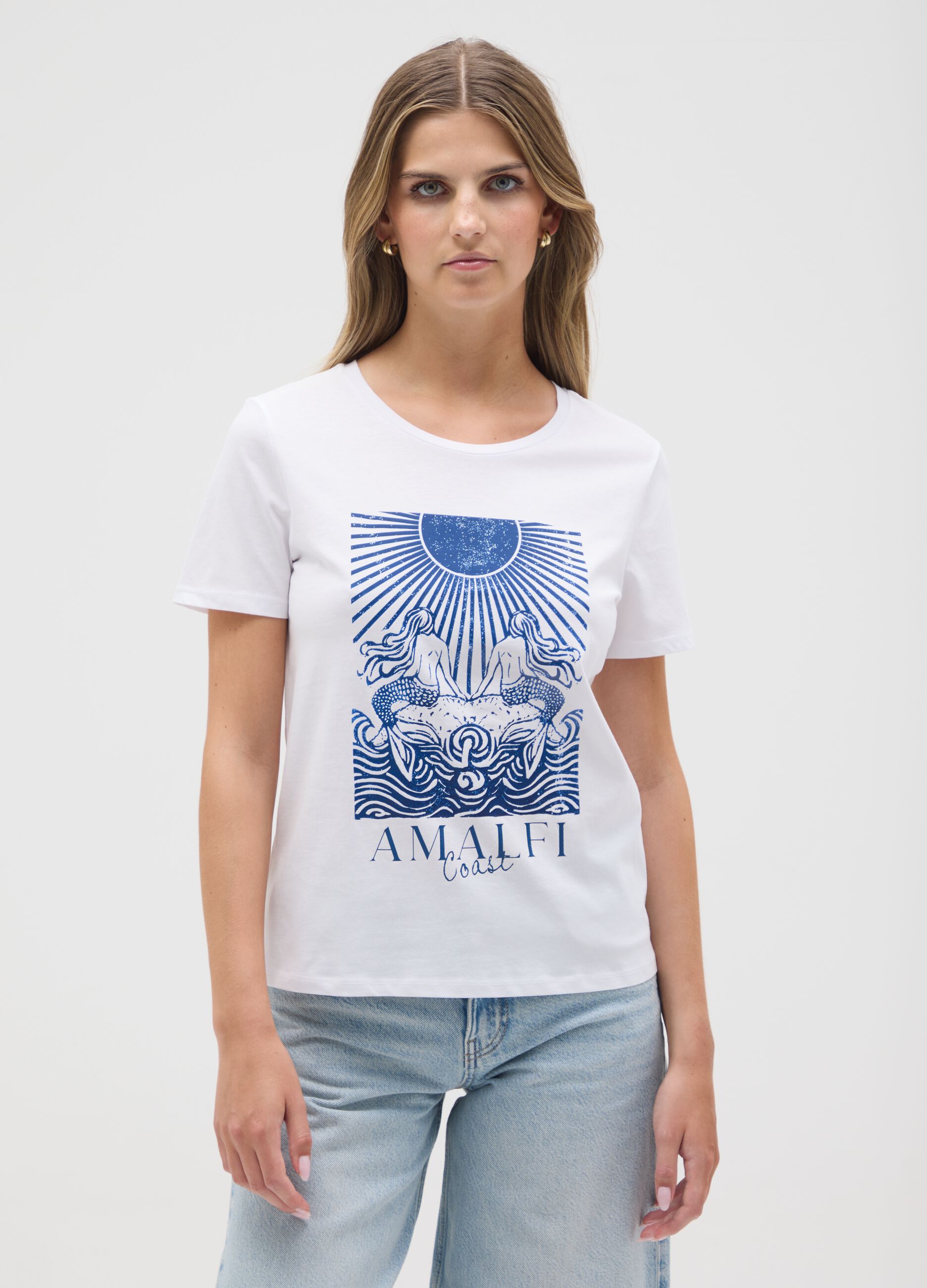 Regular fit multicolour pure cotton women's T-shirt