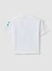 T-shirt bianca a maniche corte in puro cotone con stampa coccodrillo per bimbo over fit_1