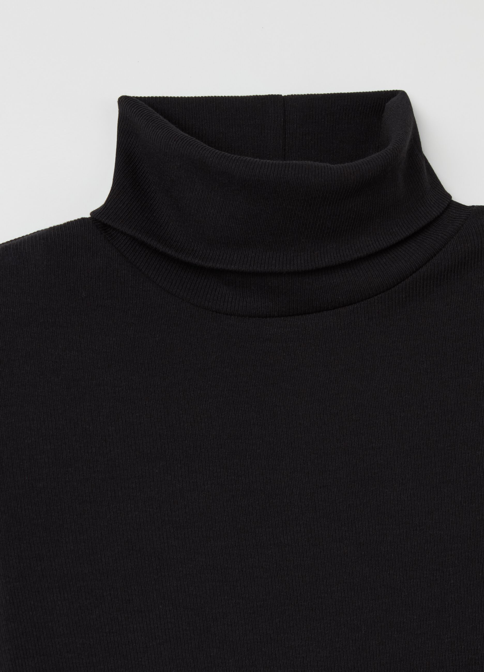 Stretch cotton and modal turtleneck jumper with ribbing