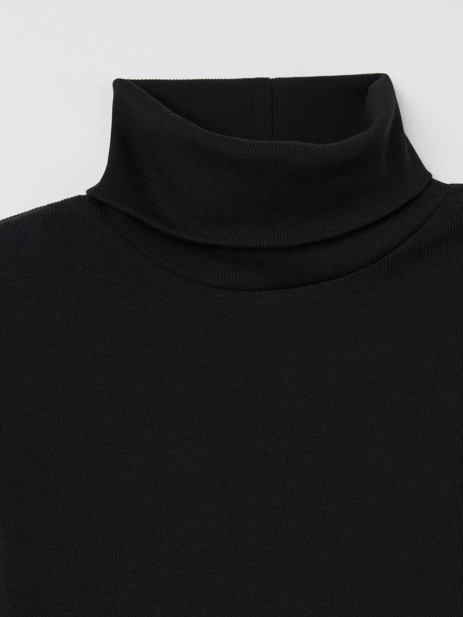 Stretch cotton and modal turtleneck jumper with ribbing_5