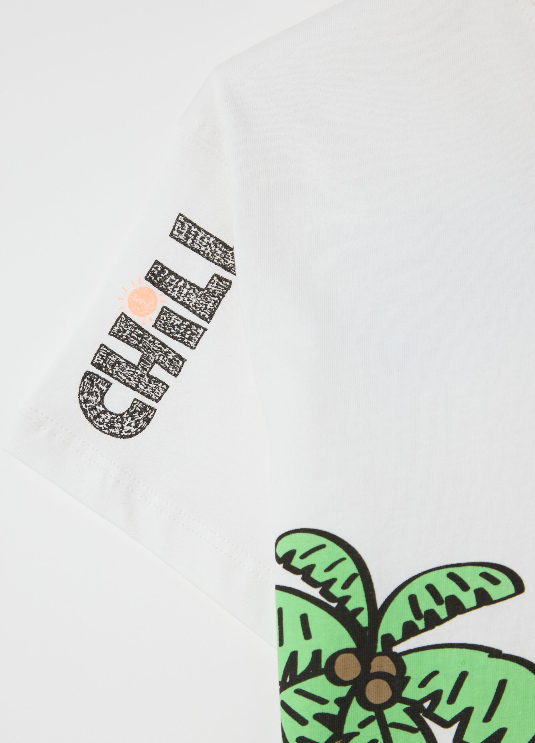 White T-shirt in cotton with "Summer" print