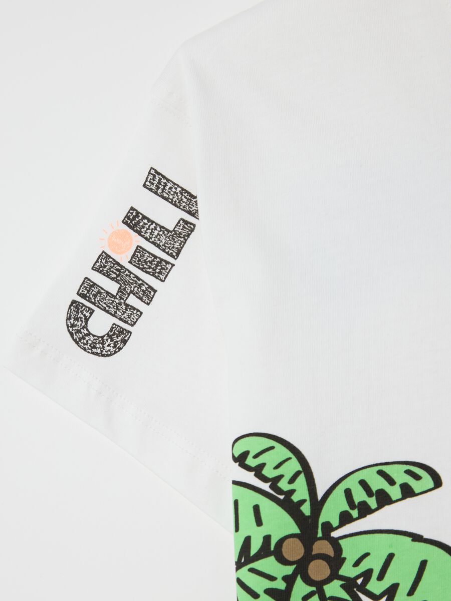 White T-shirt in cotton with "Summer" print_3