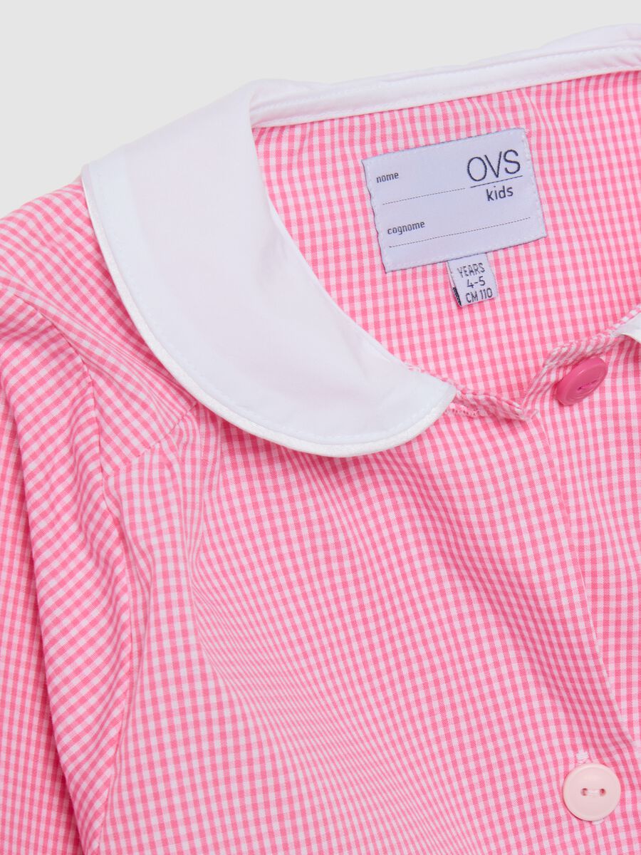 Multicoloured cotton blend girl's dress with round collar_2