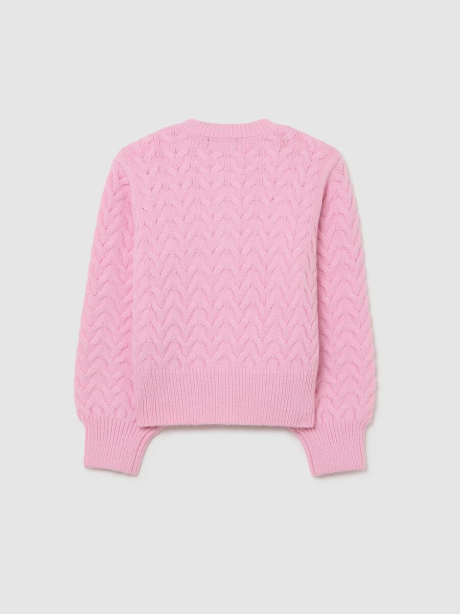 Cardigan da bambina rosa regular fit con motivo a maglia_1