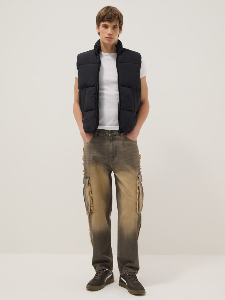 Black padded gilet regular fit with zip_1