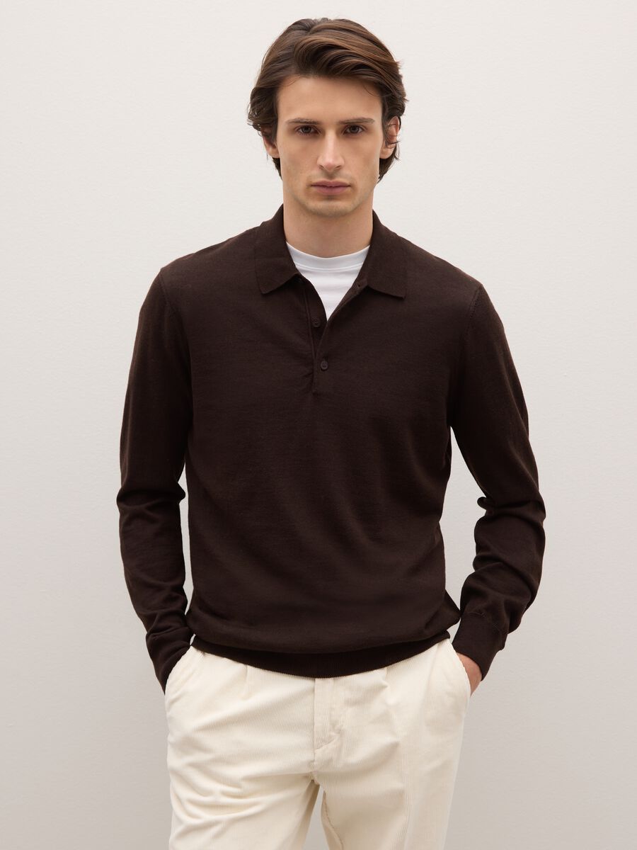 Brown pure merino regular fit sweater_1