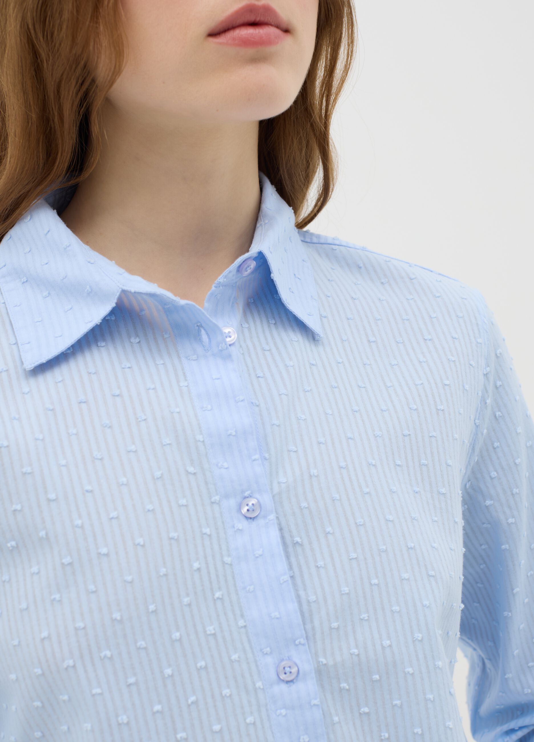 Camicia da donna in puro cotone azzurra regular fit