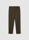 Brown stretch cotton satin trousers regular fit_4