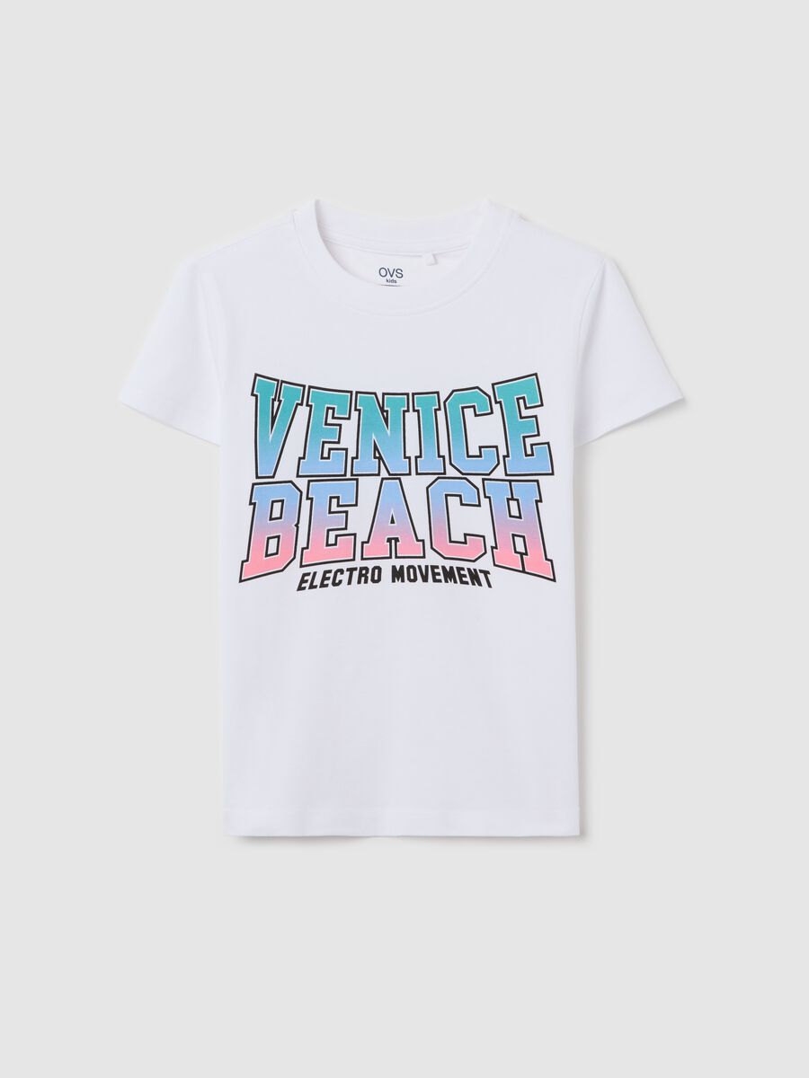 White stretch cotton T-shirt with print_3