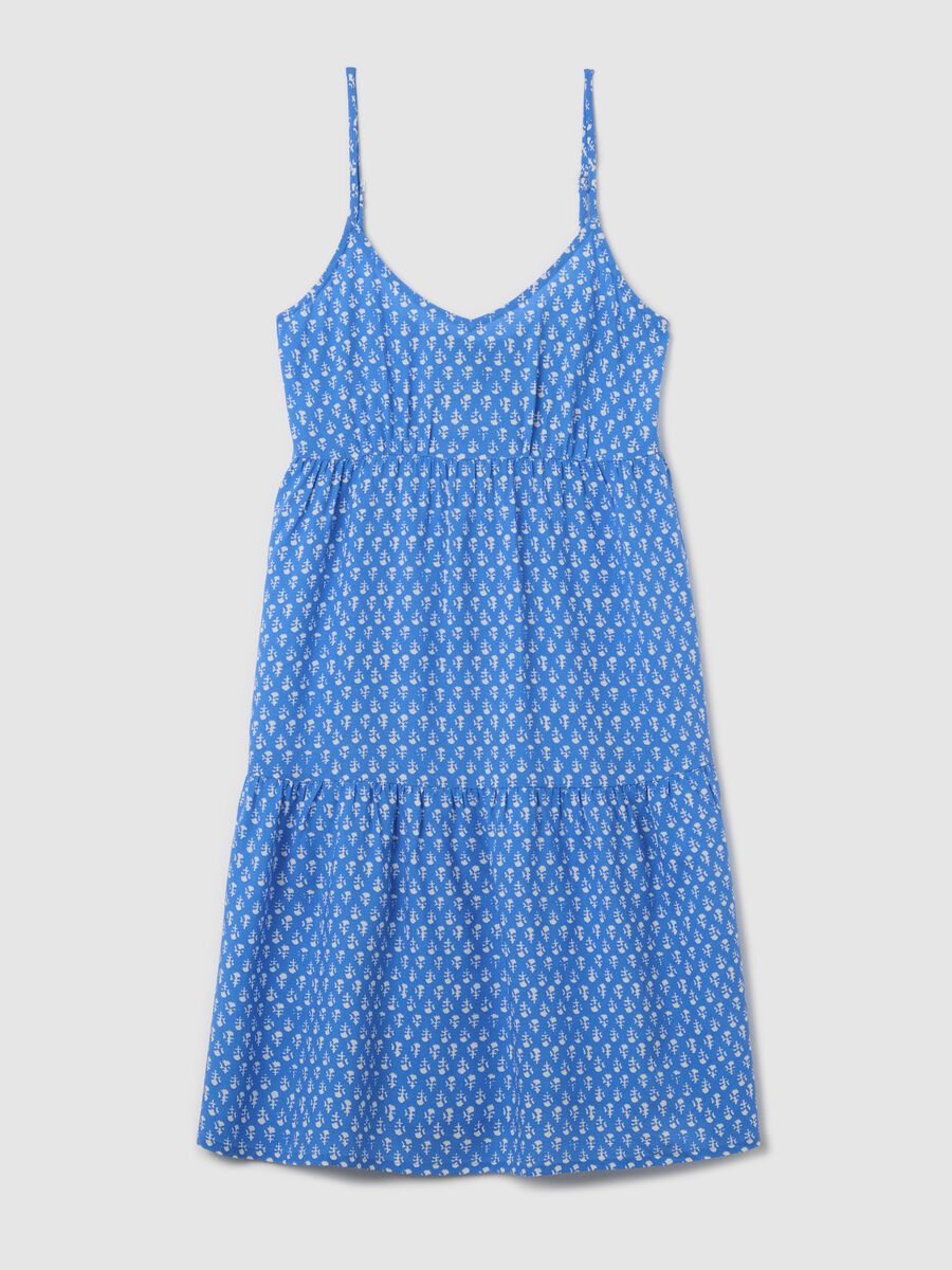 Light blue viscose dress with V neck and flounce_4