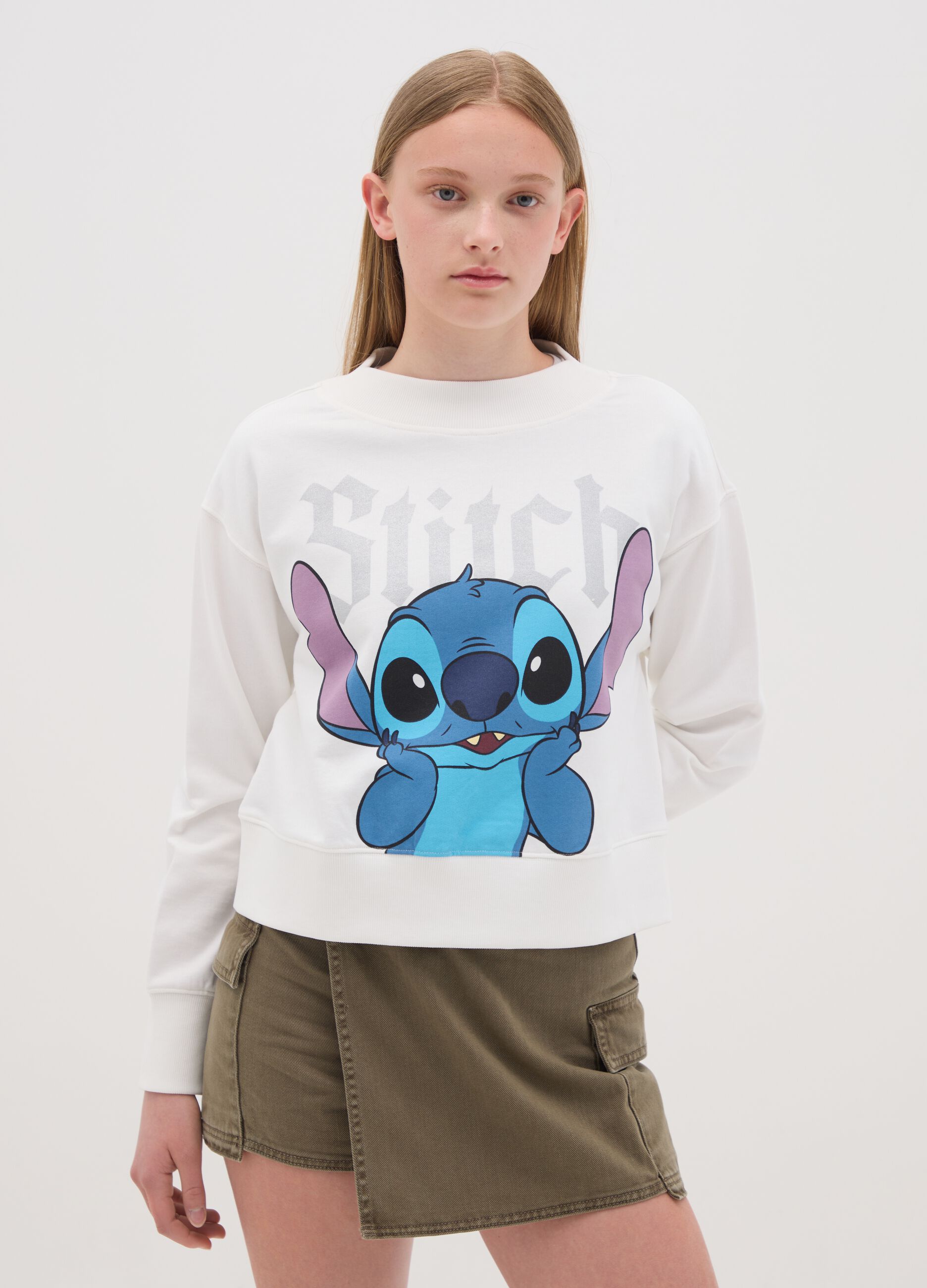 French Terry sweatshirt with Stitch print