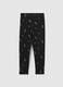 Girls' Black Skinny Cotton Leggings with Prints_1