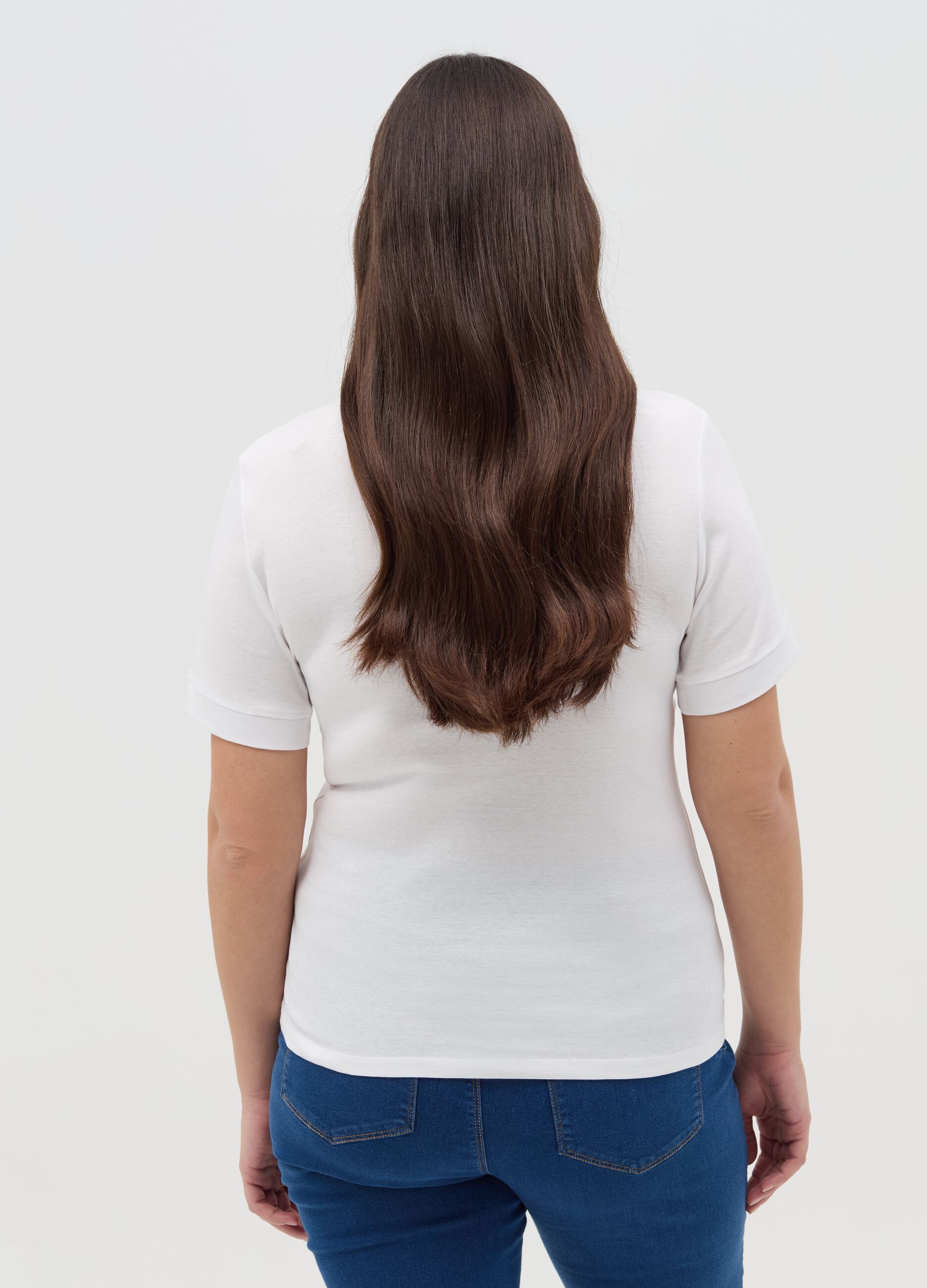 T-shirt con scollo serafino a V Curvy