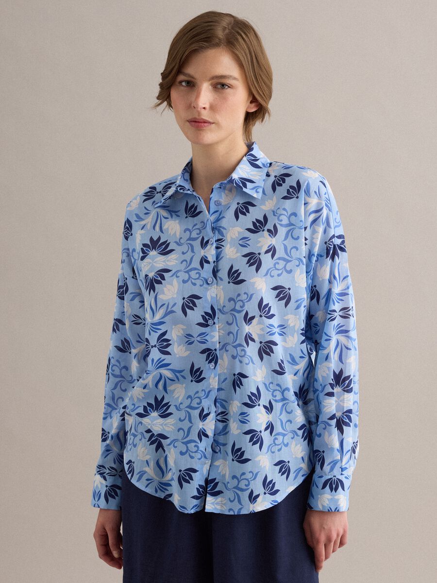 Light Blue Short-Sleeve Pure Cotton Shirt_1