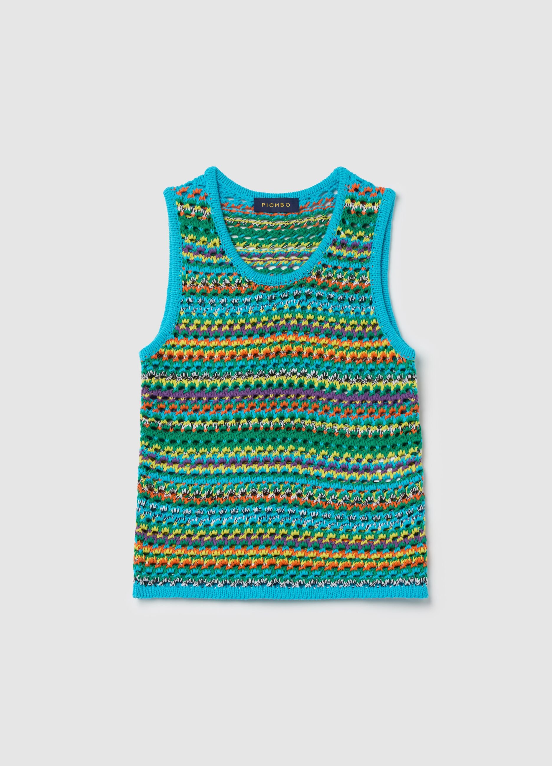 Crochet tank top in multicoloured knit