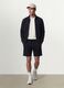 Black cotton-blend shorts with elasticated waist, regular fit_0