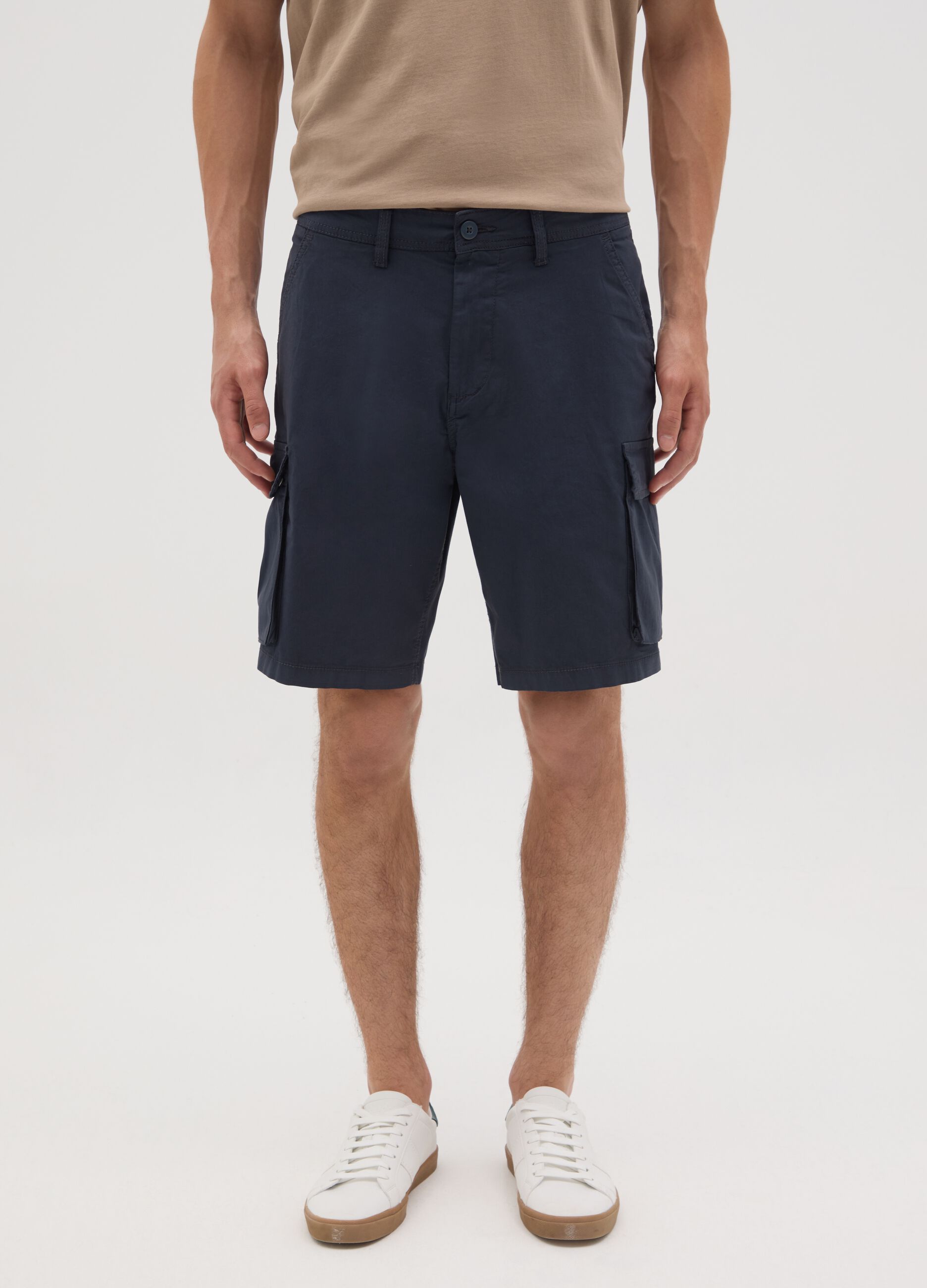 Men's Blue Cotton Regular Fit Shorts