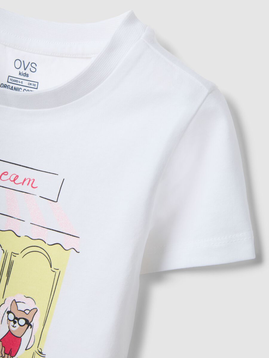 White pure cotton regular fit t-shirt with print for girls_2