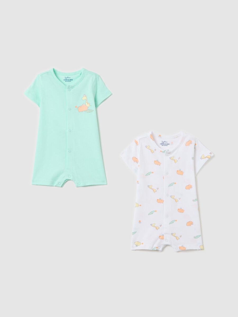 Two-pack short onesies with animals print_0