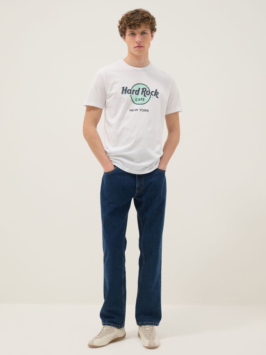 T-shirt bianca con stampa Hard Rock Cafe in puro cotone regular fit_1