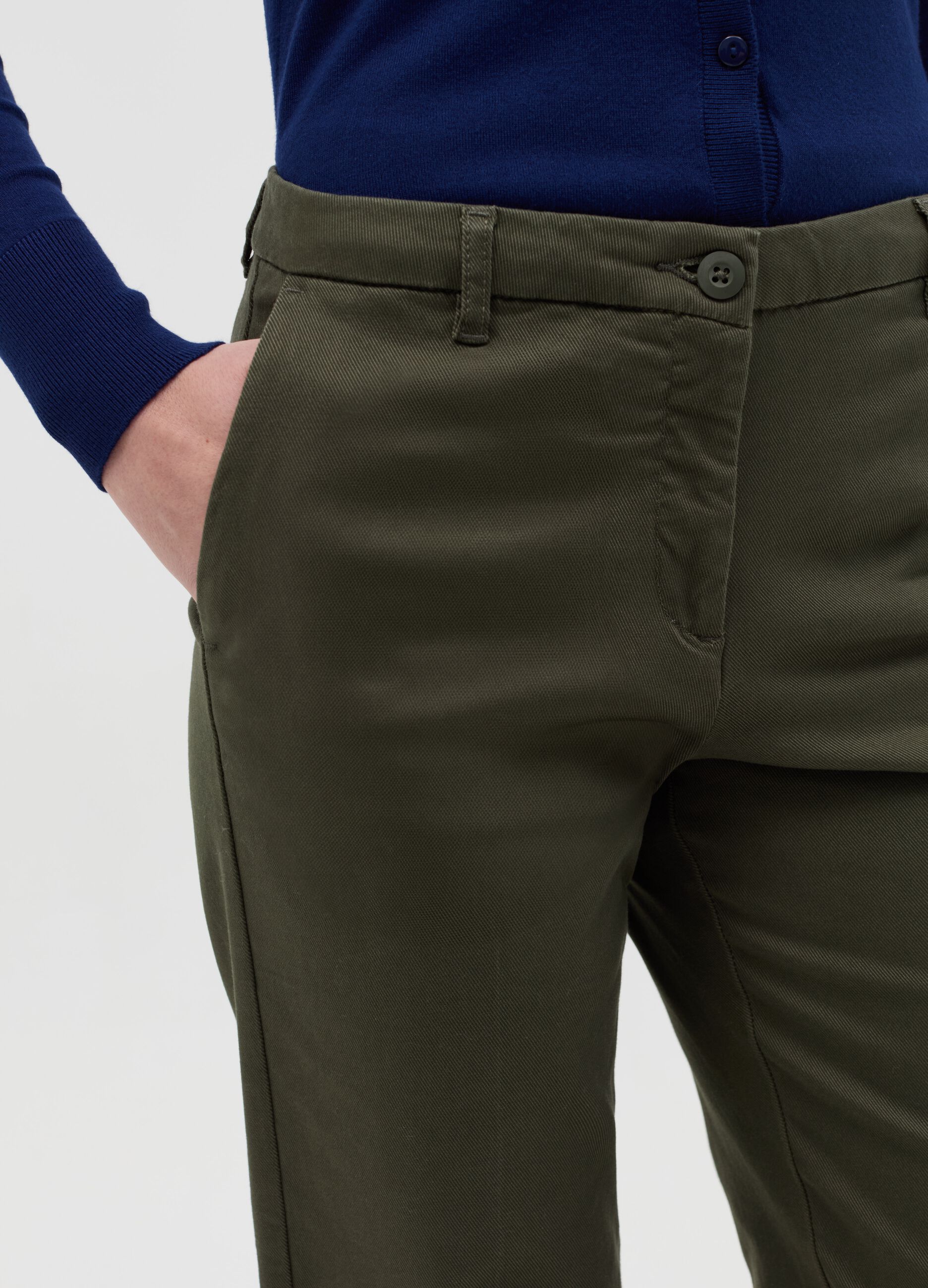 Curvy stretch cotton chino trousers