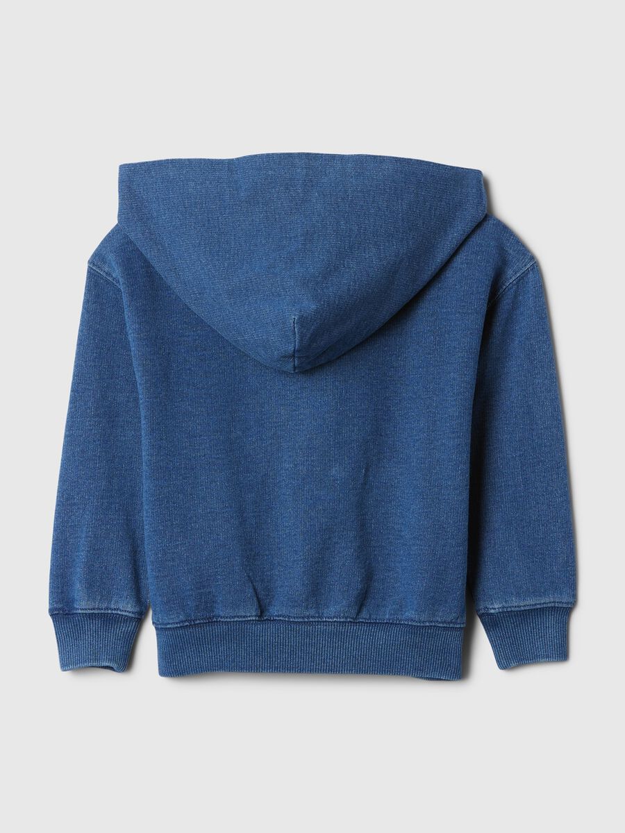 Felpa blu con cappuccio e zip integrale_1