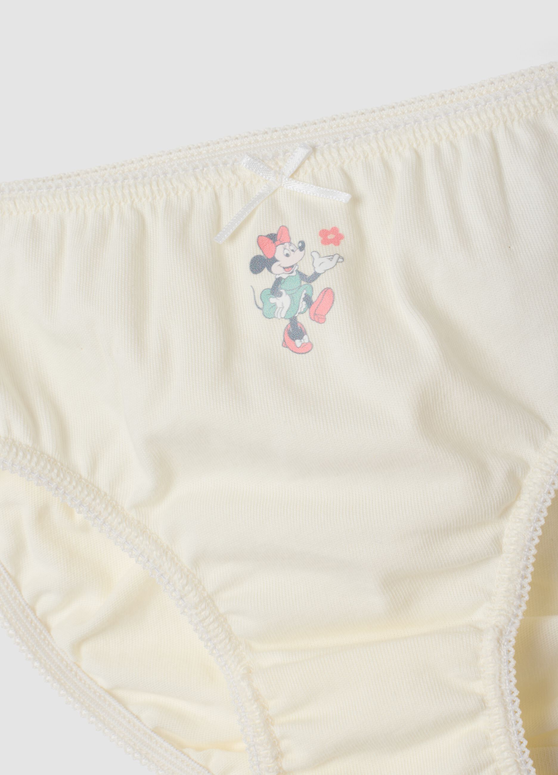 Pack of five Minnie print briefs in pure organic cotton