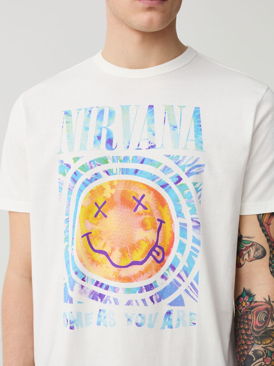 T-shirt in cotone con stampa Nirvana_1