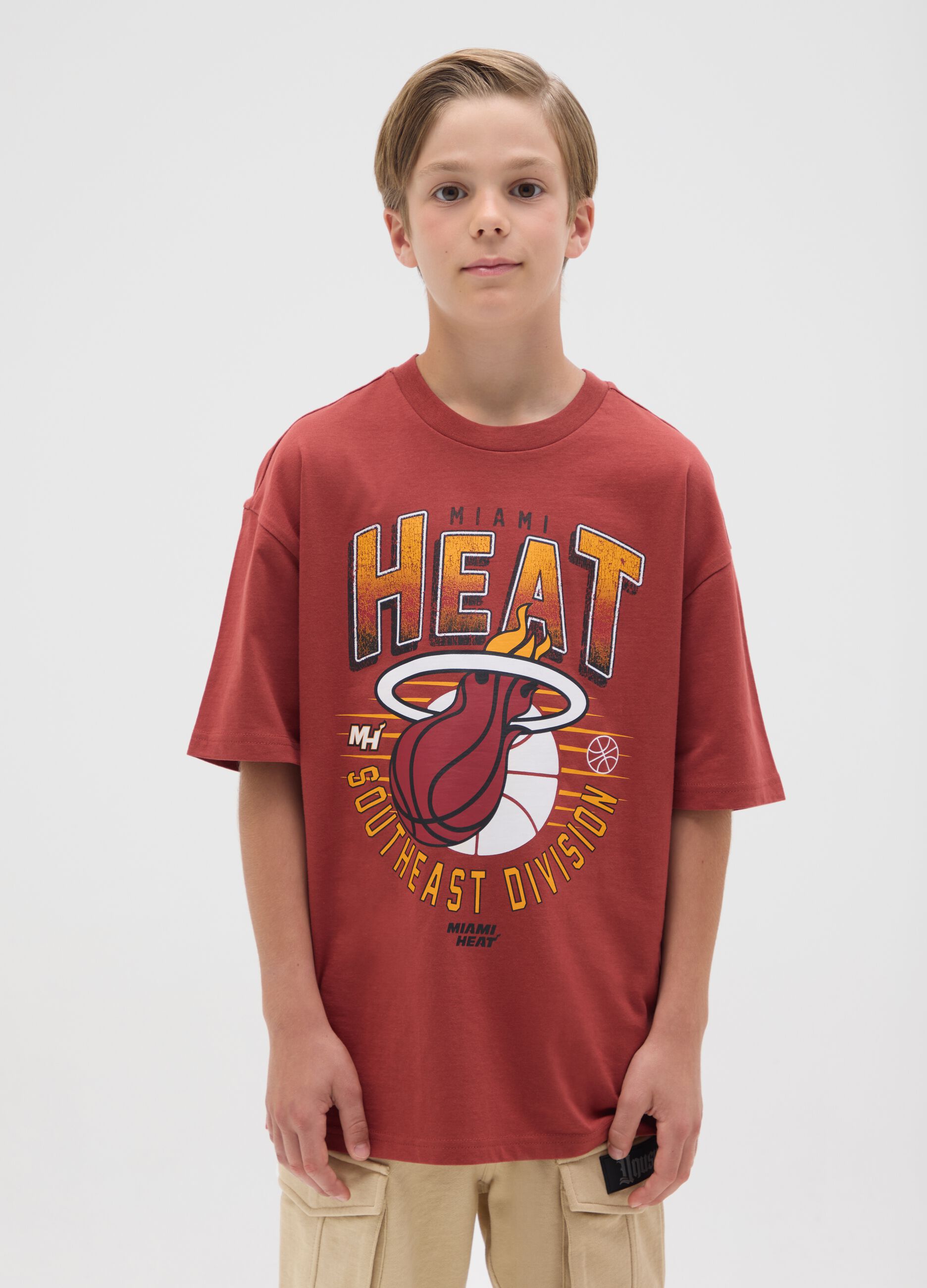 T-shirt bordeaux stampa NBA Miami Heats