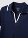 Blue stretch cotton polo with contrast collar, regular fit_5