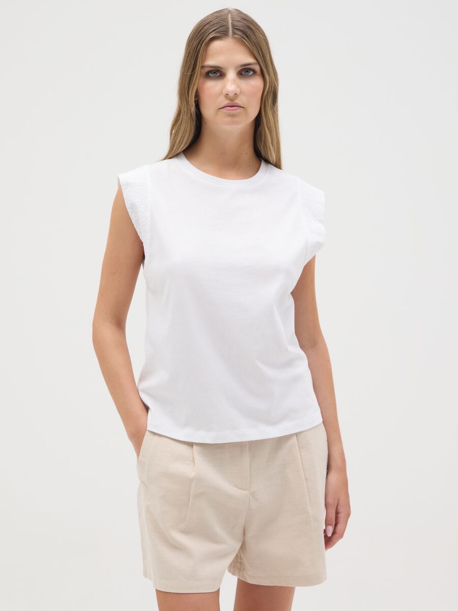 Women's white pure cotton regular fit top_0