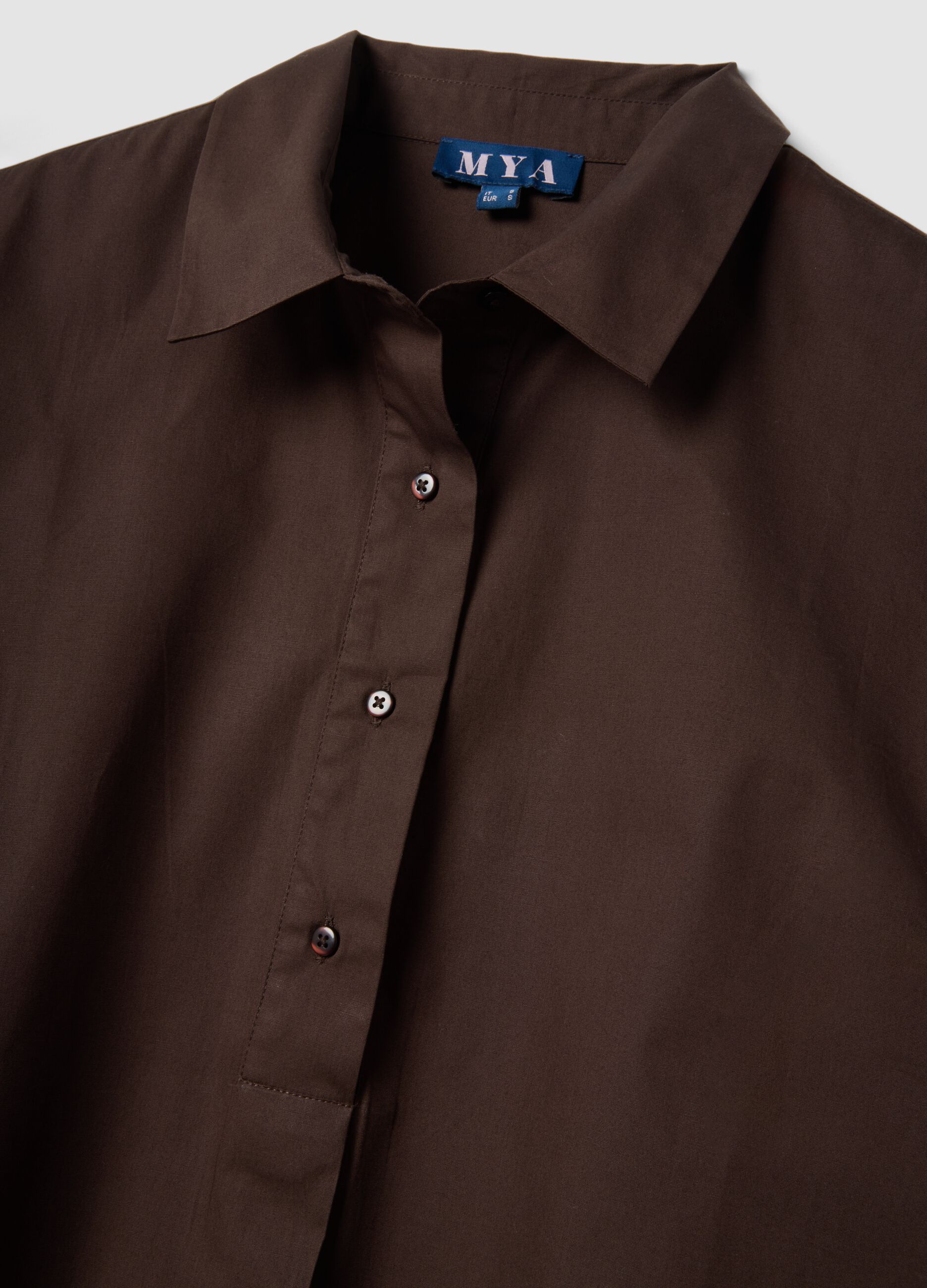 Brown pure cotton shirt dress