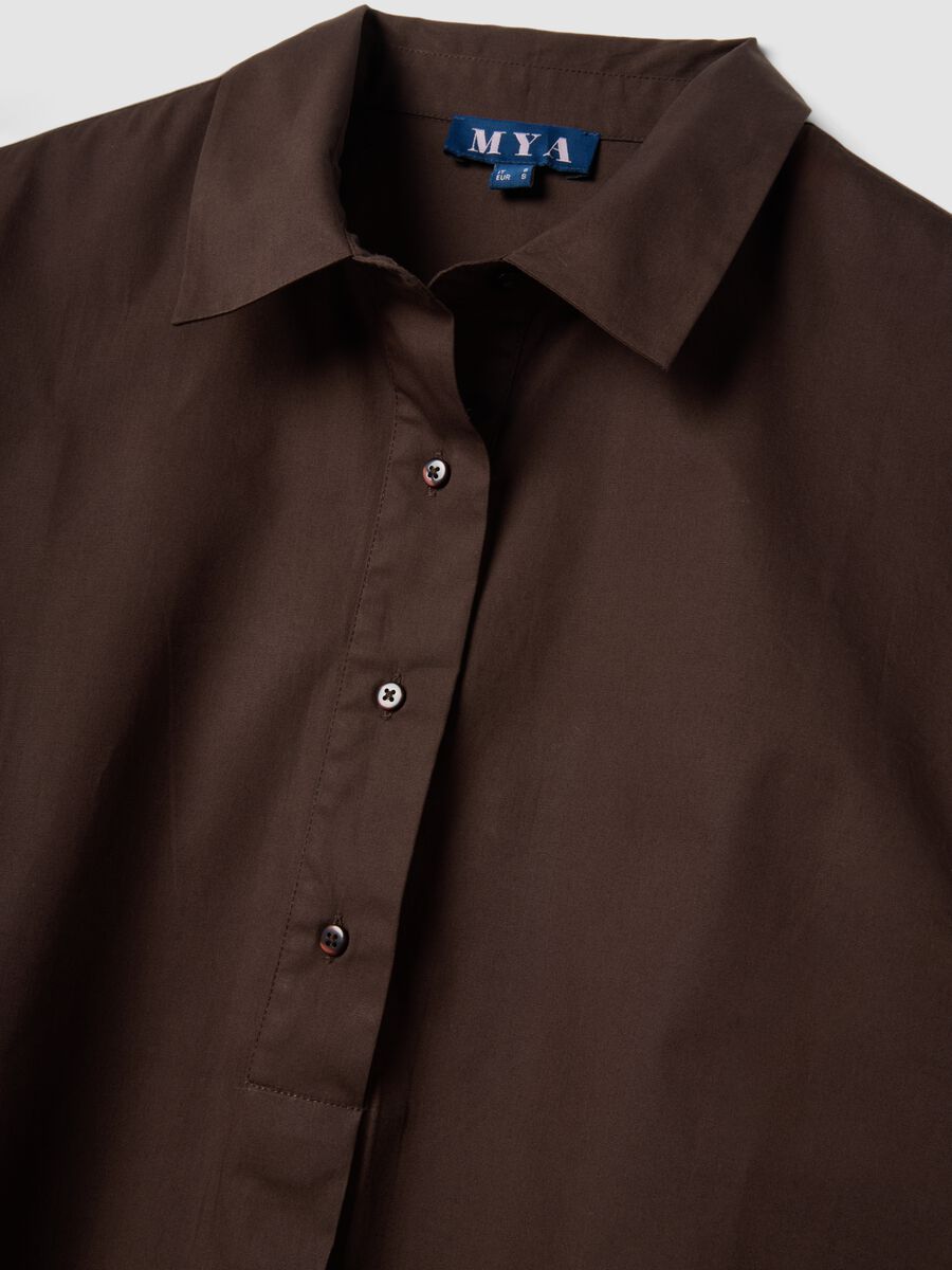 Brown pure cotton shirt dress_1