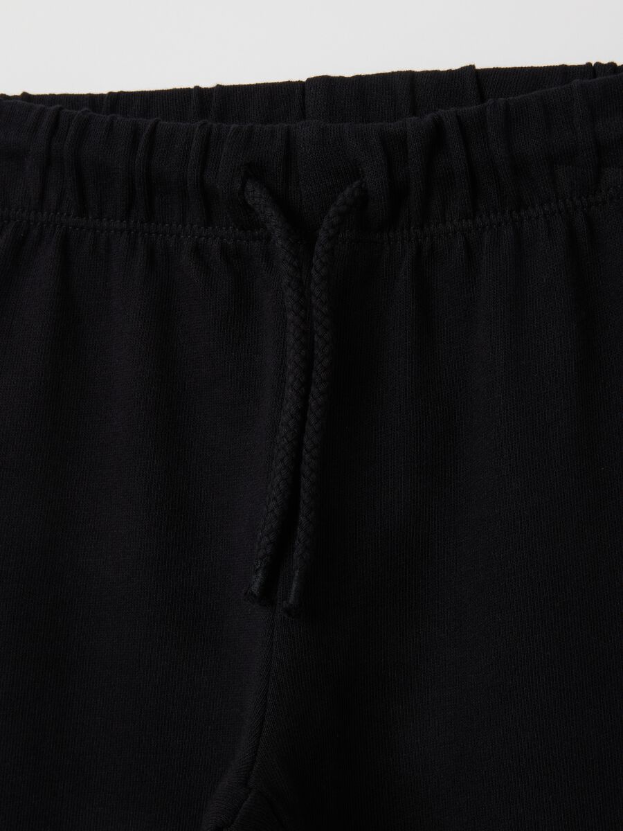 Joggers da bambino in puro cotone nero regular fit_2
