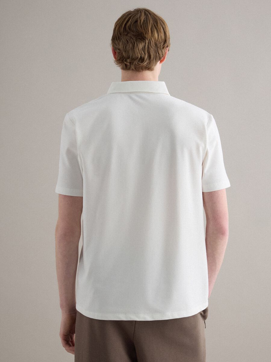 White Stretch Cotton Short Sleeve Polo Regular Fit_3