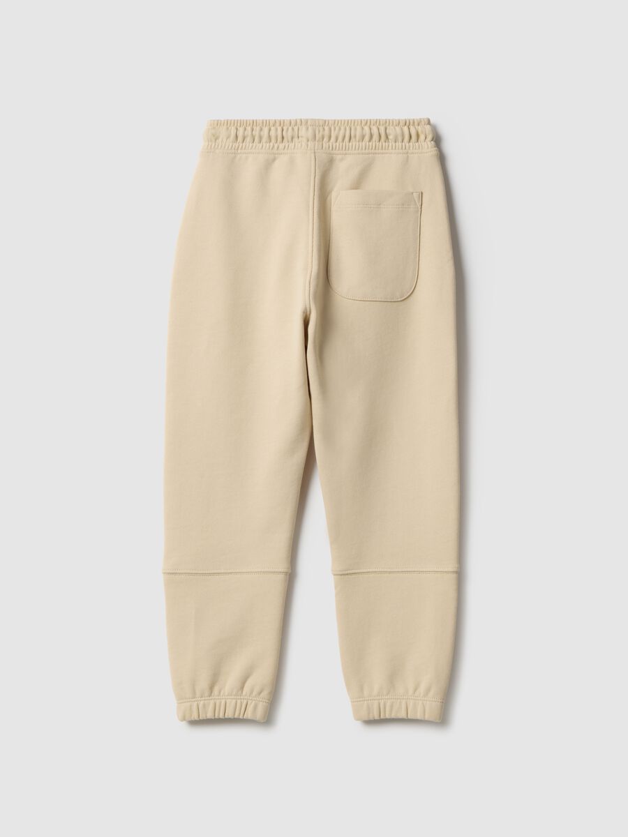 Children's beige jogger trousers in pure cotton regular fit_1