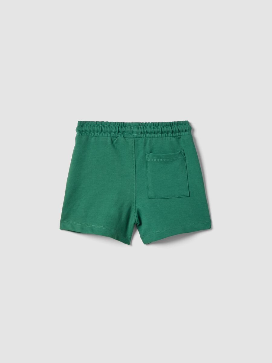 Green pure cotton shorts with elasticated waist_1