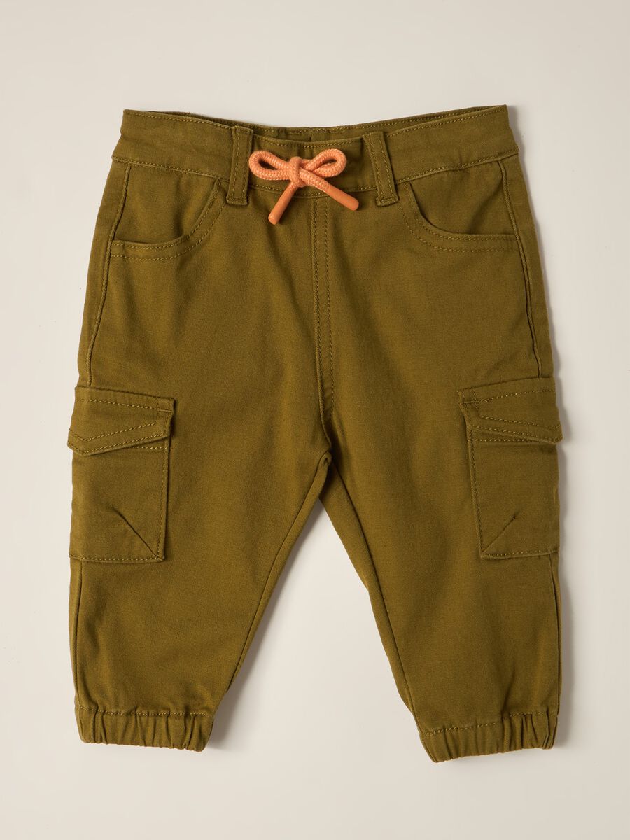 Pantaloni cargo in twill di cotone stretch IANA neonato_0