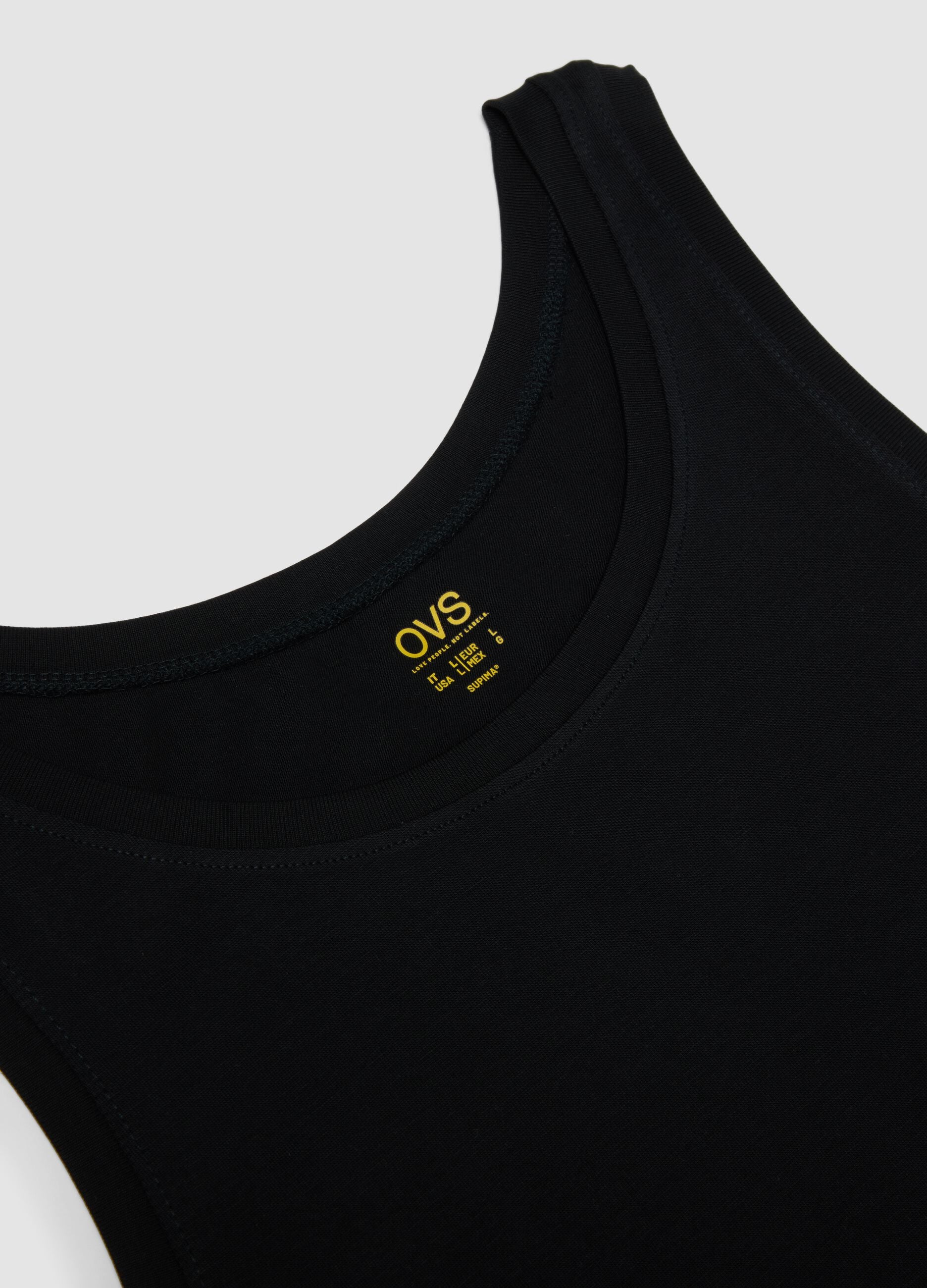 Black Supima cotton vest top, regular fit