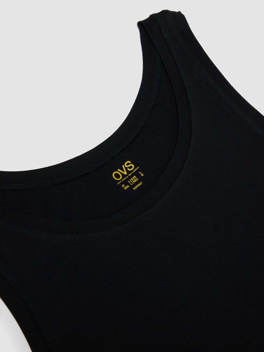 Canotta nera in puro cotone Supima regular fit_1