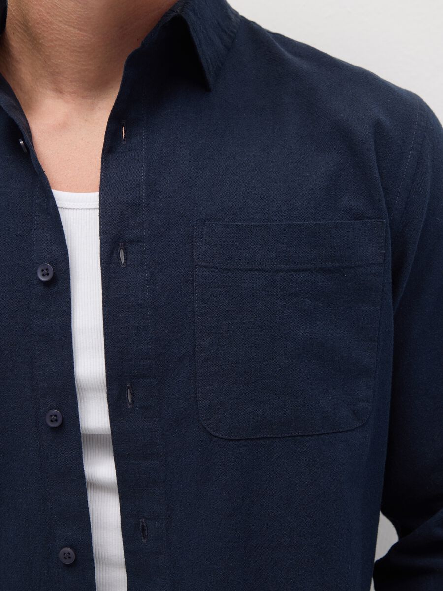 Men's Blue Cotton Regular Fit Shirt_2