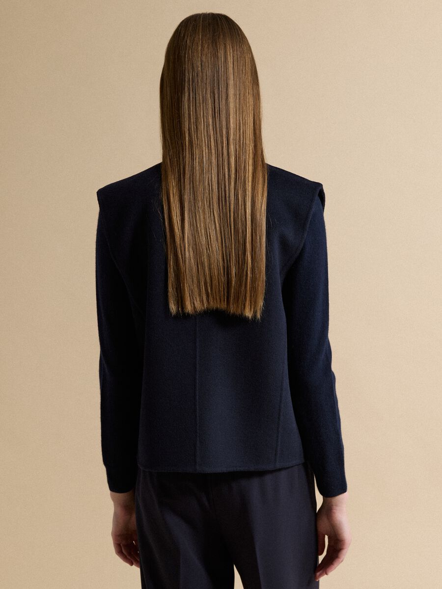 Blue wool-viscose blend gilet with patch pockets_3