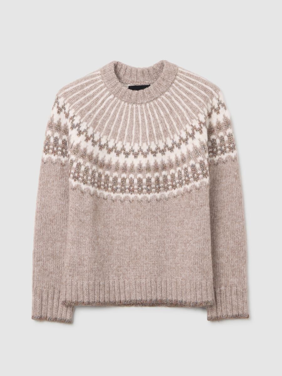 Beige high-neck regular fit knitted jumper_4