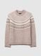 Beige high-neck regular fit knitted jumper_4