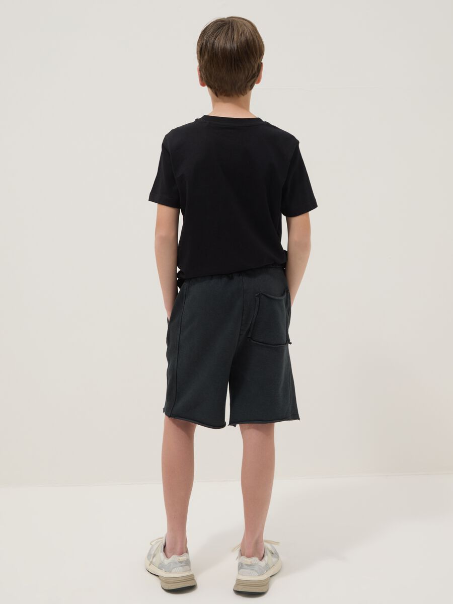 Black pure cotton shorts with elasticated waist_1