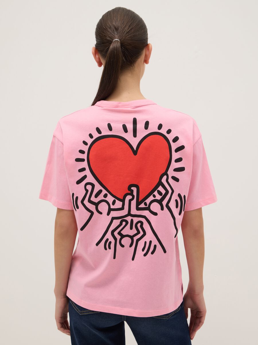 Pink pure cotton T-shirt regular fit with Keith Haring print_2
