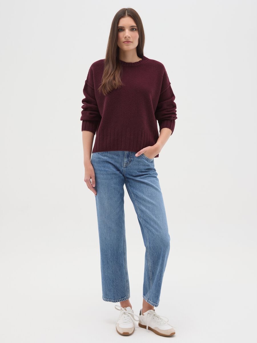 Red crew neck oversized pullover_1