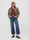 Brown cotton-blend jacket with contrast collar, regular fit_1
